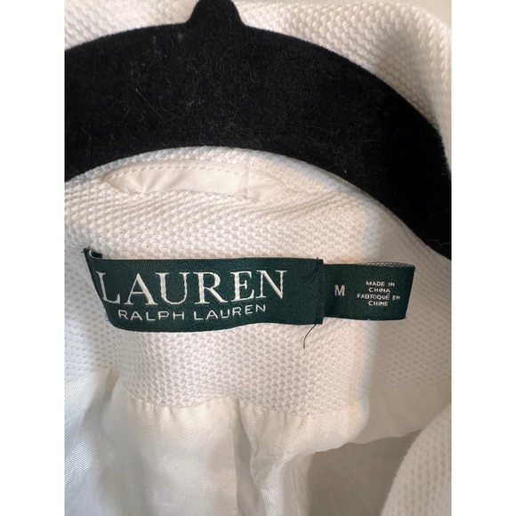 Lauren Ralph Lauren Womens White Cotton Pique Crest Blazer Jacket Medium - Picture 3 of 6